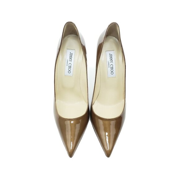 Jimmy Choo Agnes Tan Patent Leather Pointed Toe Pumps Womens Size 38 US 8 - Picture 3 of 14